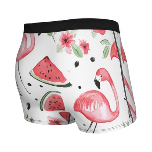 Men's Underwear Pink Flamingo Watermelons Flowers Boxer Briefs Breathable Comfortable2
