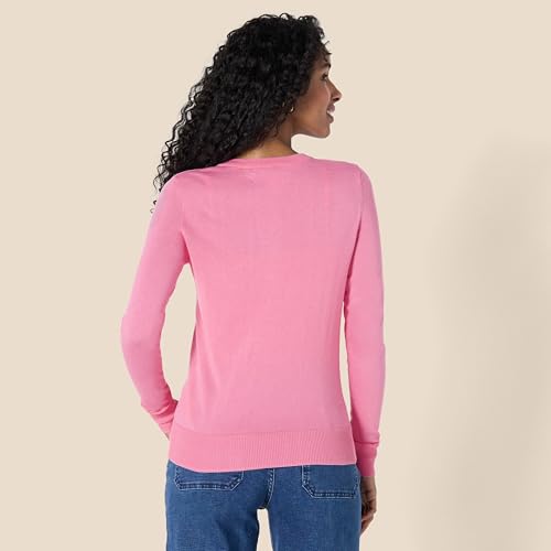 Image of Amazon Essentials Women's Lightweight Crewneck Cardigan Sweater (Available in Plus Size), Pink, XX-Large (Pack of 2)