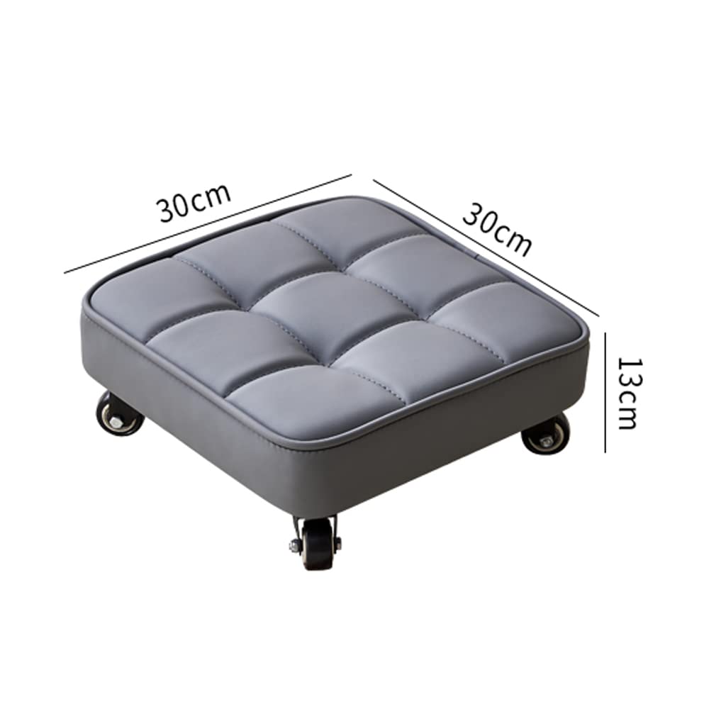 Sgabelli con rotelle, Sgabelli bassi con seduta a rotelle quadrate e ruote girevoli(Beige)