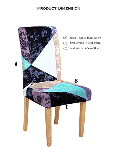 Image of Cortina Dining Chair Slipcovers | Protection Chair Covers | Geometric Print, Removable, Washable | Universal Fit Super Soft Stretchy Polyester Spandex | Hotel, Marriage, Wedding | Pack of 6, Multi 2