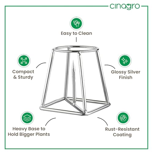 Image of CINAGRO Sliver Banana Plant Stand - 2 Pairs (Left & Right) for Pooja & Mandir Decor, Rust-Resistant Durable Metal Stand for Banana Stems, Leaf Holder for Temple, Home Festival Decoration Use