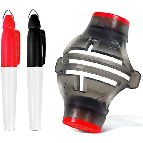 OCUhome Golf Ball Marker Liner Drawing Marker Professional Line Drawing Three-Piece Set Triple Track Plastic Golf Ball Line Marking Alignment Tool Kit Red Cover