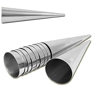 GMMH Cannoli Shillerkrullenvorm van roestvrij staal, bakvorm voor schuimrollen, hoorntjes, slagroomrollen, crèmerollen, trubotschki, irillerlokken om te bakken, 10 stuks