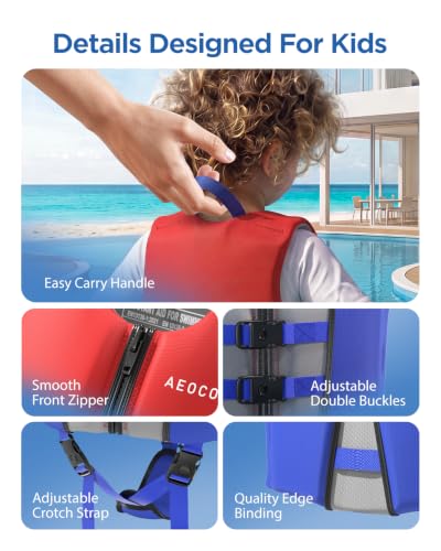 AEOCOO Toddler Swim Vest for 50-70 Pounds, Kids Pool Floaties Vest 5-7 Year Old, Puddle Swim Jumper Buoyancy Jacket, Boys, Girls, Niños, Ocean Hero - image 6