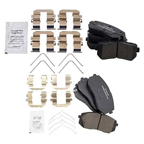 TRQ Front & Rear Brake Pads Ceramic Compatible with 2016-2019 Hyundai Sonata 2016-2018 Kia Optima