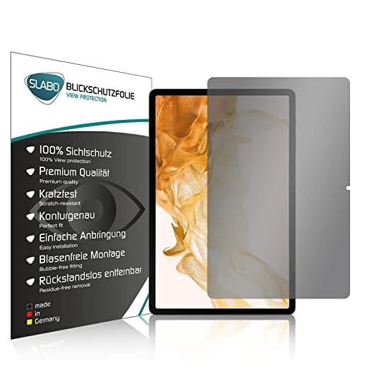 Slabo Sekretessskyddsfilm kompatibel med Samsung Galaxy Tab S8+ | S8 Plus (5G | Wi-Fi) (SM-X806B / SM-X800N) Sekretessskärm Integretsskyddsfilm 4-Way Skärmskydd 360 Grad View Protection privacy SVART