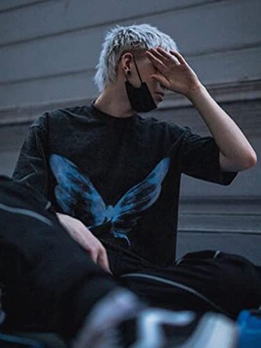 Aelfric Eden Mens Oversized T Shirts Tees Butterfly Print Crew Neck Cotton Tops Streetwear Casual Shirt3