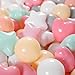 GOGOSO Ball Pit Balls,Plastics Balls for Ball Pit, Stars Hearts Shape for PastelBall for Toddlers Kids，6 Mix Colors,50pcs
