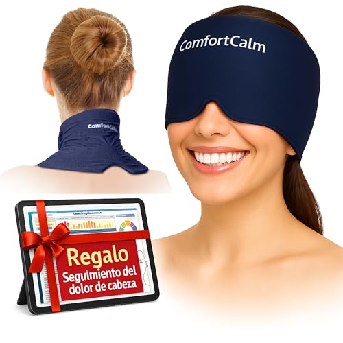 ComfortCalm Gorro para Dolor de Cabeza y Cuello - Antifaz Migraña con Gel Grado Médico, Máscara de Frío para Jaqueca y Alivio (Azul)