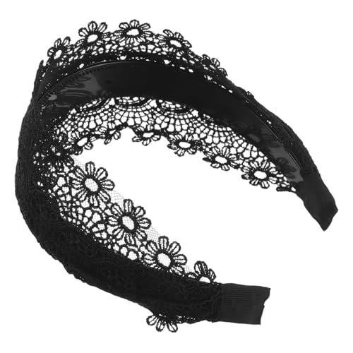 Bandeau large dentelle fleurie noire pour femmes : l'accessoire de cheveux élégant au quotidien