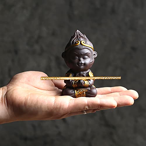 Monkey King Purple Clay Tea Pet Yixing Zhisha Teapet Chinese Kungfu Tea Set for Home Tea Tray Accessory Car Decorations (A)