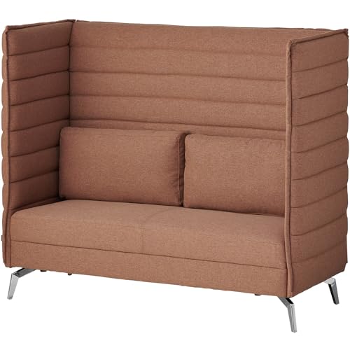 オフィスコム 法人様向け ハイビス ハイバックソファ 2人掛け パネル付 幅1450×奥行670×高さ1240mm ブラウン HIBIS-2P-BR