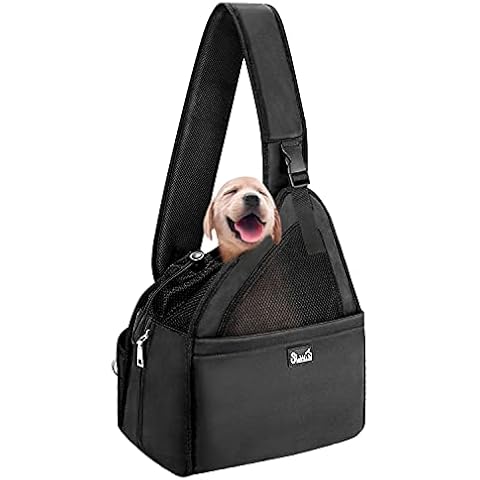 Eyein Hundefreundlich Tragetücher Hunde, Hände frei Reisetasche für kleine Haustiere mit verstellbaren Trägern Hartfaserplattenboden Sicherheitsgurt, atmungsaktiv maschinenwaschbar, unter 6kg, schwarz Cover