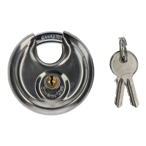 70mm Disc Padlock Security Shed Gate Lock Round Circle Steel Brass Lock