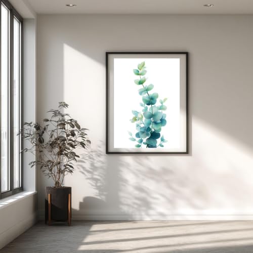 Plantes vertes eucalyptus feuilles affiche pour masquer un mur vide