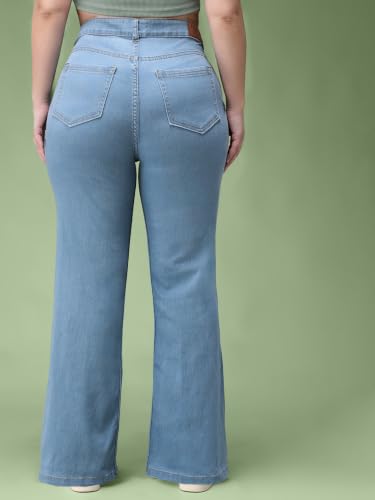 Image of Miss Chase A+ Women's Wide Leg High Rise Regular Length Stretchable Denim Jeans