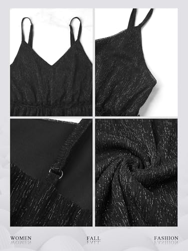 Nlife Women Flattering Sparkly Peplum Cami Top Glitter V Neck Sleeveless Blouse Shimmer Party Date Night Holiday Club Outfit3