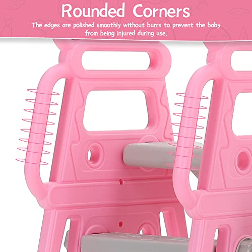 Baby Swing Slide, 4-in-1 Toddler Slide and Swing Set with Basketball Hoop, Garden Climbing Frame, Outdoor Indoor Large Slide Swing for Toddlers Age 1-3, Kids Gift (Pink)