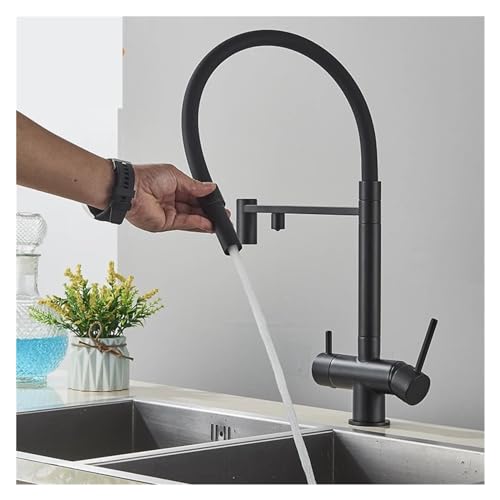 Robinet évier de cuisine gris avec bec extractible pour grand espace - 3