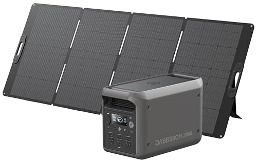 Image of DABBSSON 2048Wh Solar Generator with 420W Solar Panel, Semi-Solid LiFePO4 Battery w /6 2200W AC Output, Compact&Lightweight, Recharge 80% in 1.5 Hr, 2000L Portable Power Station for Camping /Home /RV