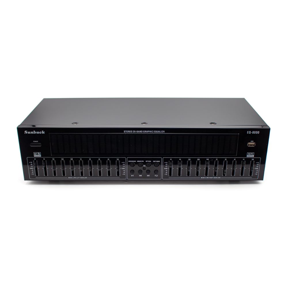Professioneller EQ8000 Audioprozessor EQ Equalizer, Bluetooth 5.4, Optischer/Koaxialer Decoder, USB-Hi-Fi-Vorverstärker mit Fernbedienung
