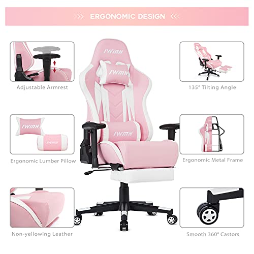 IntimaTe WM Heart Chaise Gaming Chaise de Jeu Racing Chaise Siege Gaming Fauteuil Gaming Chaise de Bureau Chaise pivotante Chaise d'ordinateur Chaise Gamer Chaise de Course Chaise en Cuir Pink