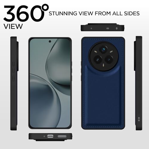 Image of Amazon Basics Back Cover for Realme 14 Pro 5G | Flexible Pu Leather | Full Camera Protection | Raised Edges | Super Soft-Touch | Bumper Case (Blue)