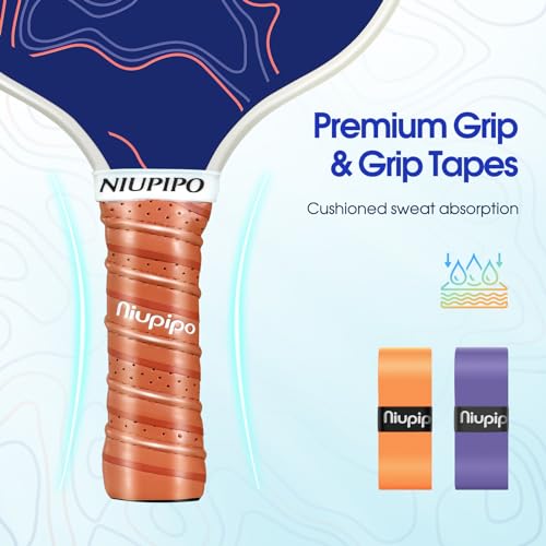 Image of niupipo Pickleball Paddles Set of 2 or 4, USAPA Approved Fiberglass Pickleball Paddle Set with Balls and Bag, Polypropylene Honeycomb Core, Lightweight Pickleball Paddles for Beginners Men Women