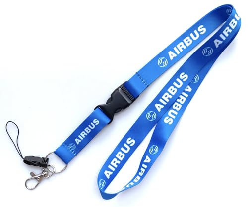 Pinstant Airbus Aerospace European Aircraft Design Manufacturer Air Airplane Airline Flight Detachable 20.2" Neck Lanyard Keychain Holder ID Badge Mobile Phone Pin Strap