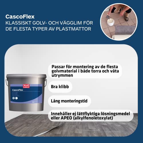 Casco Flex - Boden- und Wandklebstoffe für die meisten Arten von Kunststoffmatten in trockenen und nassen Räumen. Beige.