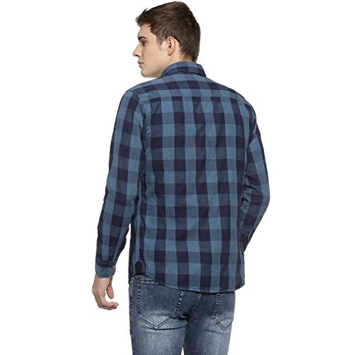 Image of CAHOOT Cotton Men Checkered Multicolour Button Up Collared Shirt for Casual Wear Crafted with Regular Sleeve Comfort Fit High Performance Everyday Large