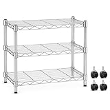 Simple Deluxe 3-Tier Storage Shelves, 750 Lbs Loading Capacity, 24.02' W x 13.78' D x 21.97' H Shelving Unit for Garage, Pantry and Kitchen, Chrome