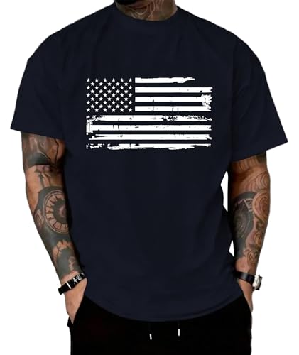 KESIHAN Men's American Flag T Shirt Vintage Patriotic USA Graphic Tee
