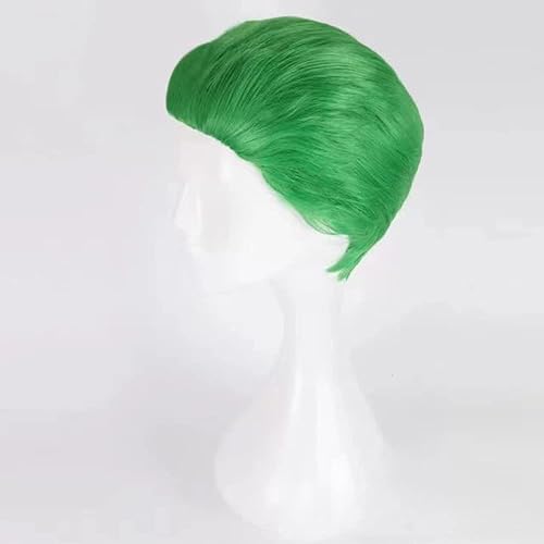 Miniatura 4 de Artjosy Joker - Pelucas de cosplay para hombre, estilo Bob corto verde oscuro para fiesta de maquillaje, resistente al calor, peluca de disfraz de