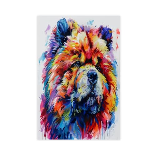 Toile Chow Chow colorée pour salon et bureau moderne