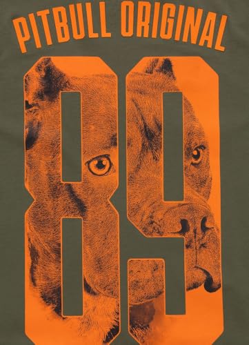 PITBULL Męski T-shirt bawełniany klasyczny regularny krój męski Pit Bull West Coast Eighty Nine Dog bawełna t-shirt z nadrukiem letnia koszulka sportowa, ciemnooliwkowy, XL