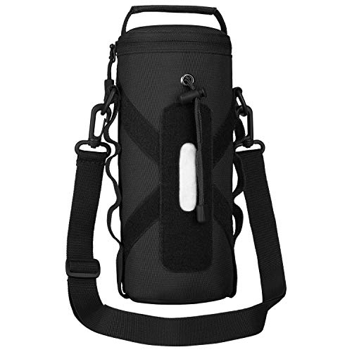 BAIGIO Táctical Soporte/Portador de Botella de Agua al Aire Libre hasta 1L Portabotella Estilo Militar con Correa Ajustable para Correr, Senderismo, Ciclismo,Camping, Caza, etc, (Negro)