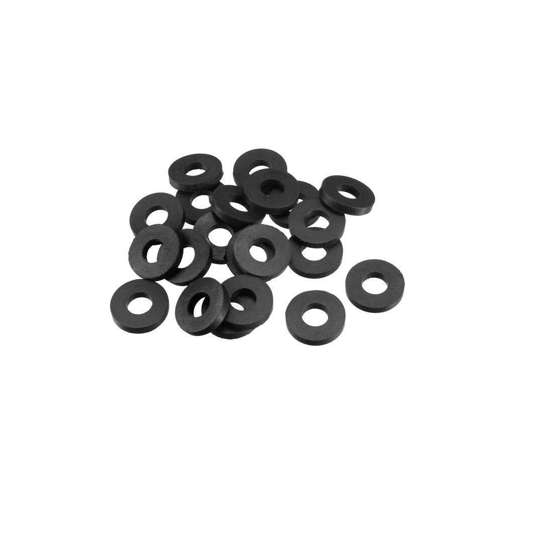 TOP-VIGOR 20Pcs Rubber Flat Washers, 18mm OD 8mm ID 3mm Thickness Heavy Duty Black Rubber Grommet Vibration Damping Pads Sealing Gasket Washers for Faucet Pipe Water Hose Fastener Bolt — image 1