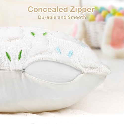Image of ALFEVA Easter Pillow Covers 20 x 20 Inch Set of 2 Easter Decorations Cute Soft Plush Bunny Throw Pillow, Spring Farmhouse Decorations for Home Sofa Couch Living Room Bedroom