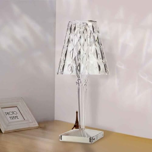 M Ledme - Lampka nocna, lampka nocna z możliwością ładowania, temperatura barwowa CCT, ściemnianie w zimnym lub ciepłym świetle, przezroczyste wykończenie. LM9065