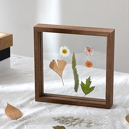 Convetu Glass Frame for Pressed Flowers Large, Pressed Flower Frames Display Desktop Decoration, Glass Frame for Pictures, Photo Frame 10in Wood, Glass Frames for Painting, Floating Glass Frame