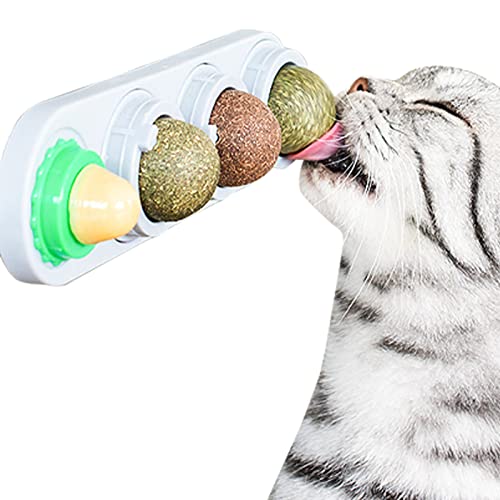 Gato Brinquedos Catnip Ball | 4 em 1 Catnip Wall Balls Brinquedos Comestíveis Gatinho para Gatos Lam