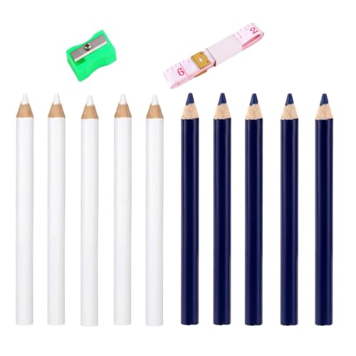 QhgPnt 10pcs Fabric Pencils for Sewing Sewing Chalk for Marking Fabric Dressmakers Chalk with Pencil Sharpener and Tape Measure for DIY Crafts and Art Sewing Accessories for Dressmaking