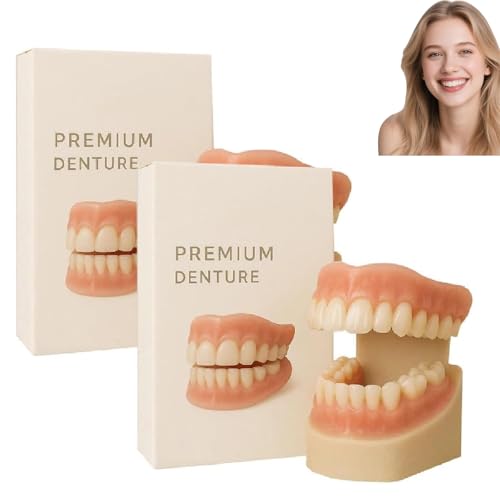Kit de rebase de dentadura postiza de silicona blanda y ajustable juego completo 2PCS