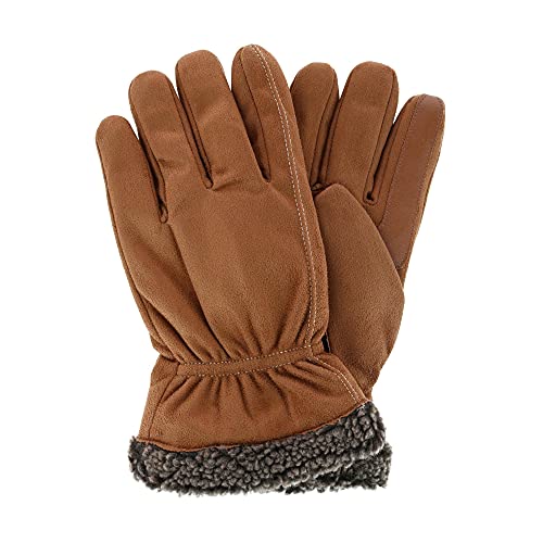 isotoner Men’s Recycled Microsuede and Berber Glove - A70188 (Cognac, Medium)
