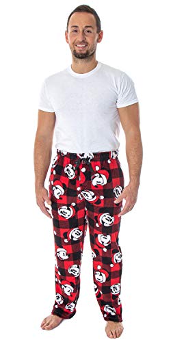 Disney Mickey Mouse Men's Plaid Minky Plush Fleece Pajama Pants2