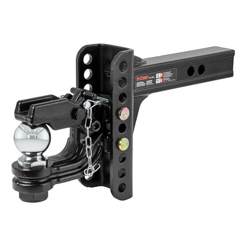 Curt Manufacturing 45907 Adjustable Trailer Hitch Mount 2-5/16 Ball Pintle Combo (fits 2 Receiver 13 000 Lbs. Gtw 6 Drop 5-1/4 Rise)