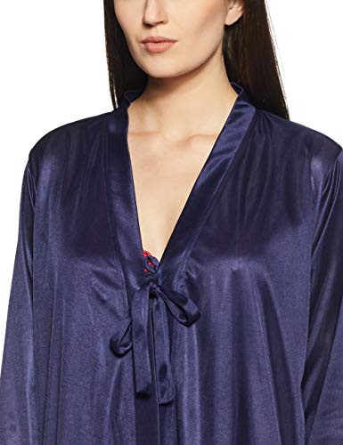 Clovia Women's Satin Knee Length Regular Fit Sleepwear (NSM294P08O_Blue_Free Size) - Image 4