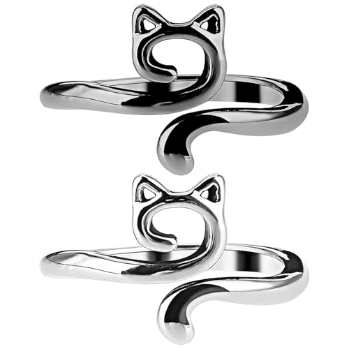 YUXIANLB 2 St Häkelring Für Finger, Metall Häkelring Katze,...