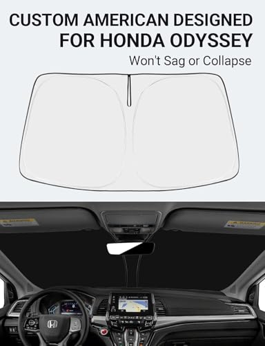 Image of Proadsy Windshield Sun Shade for Honda Odyssey 2018-2025 2026 LX,EX,EX-L,Touring,Elite Minivan 4-Layer Foldable Front Sunshade Protector Sun Visor Blocks UV Rays Keep Car Cooler Accessories